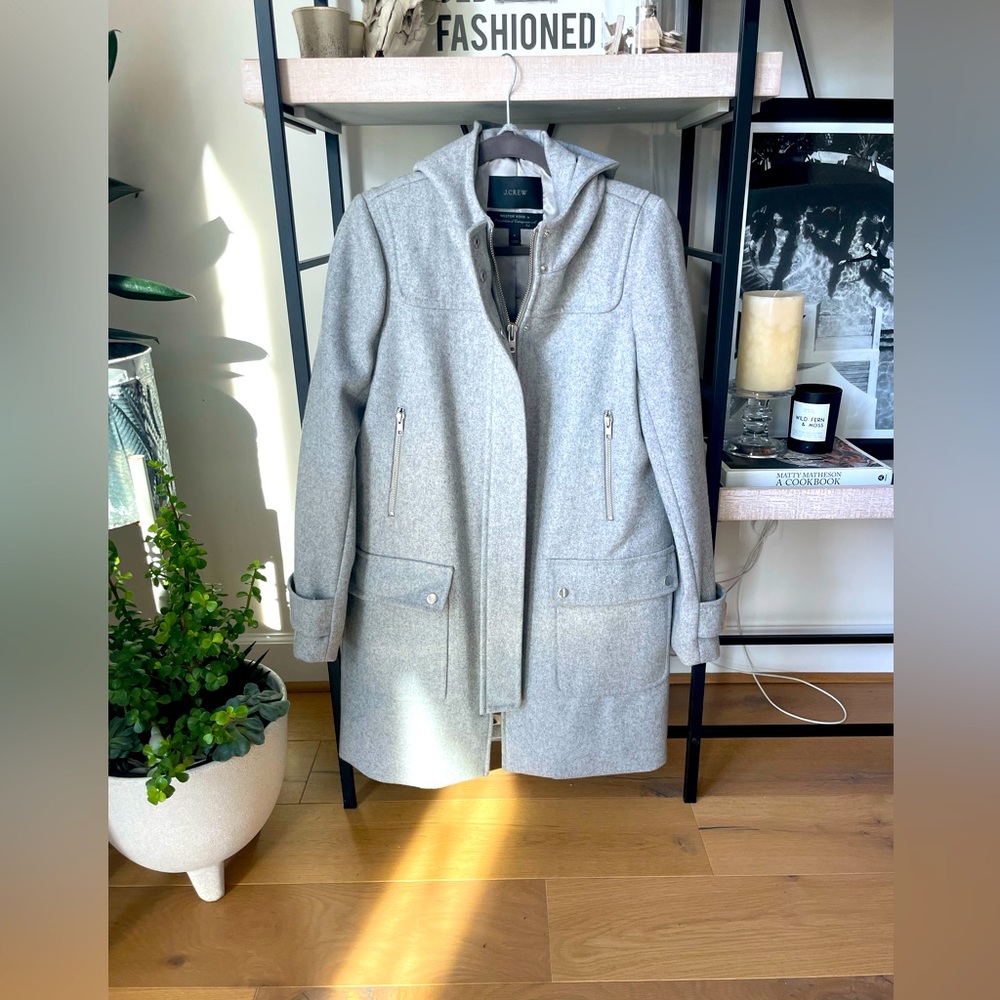J Crew Wool Grey Coat, Sz 8